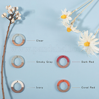 Подвески из смолы и дерева&nbsp;RESI-OL0001-10C-1