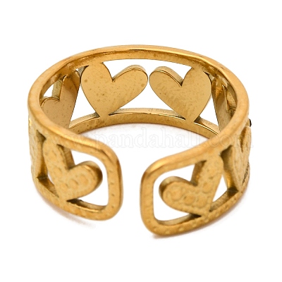 Кольцо-манжета из нержавеющей стали 304 с открытыми краями и стразами для женщин RJEW-Q822-37G-01-1