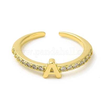 Кольцо-манжета с открытой буквой из прозрачного кубического циркония RJEW-H120-09G-A-1