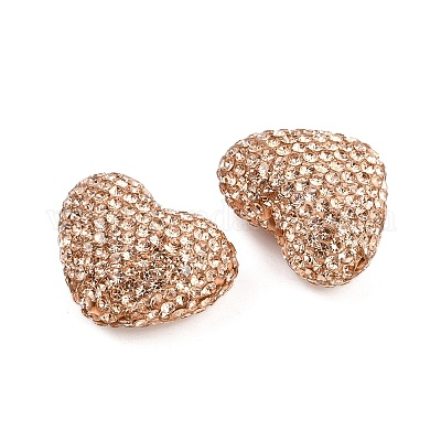 Бусины из полимерной глины в форме сердца со стразами&nbsp;CLAY-NH0002-02F-1