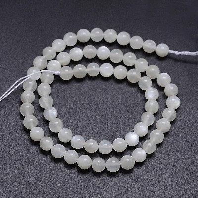 Натуральные белые круглые бусины из лунного камня G-M262-6mm-04-1