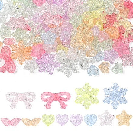 180 шт. 6 вида прозрачных акриловых бусин с эффектом кракле&nbsp;OACR-YW0004-30-1