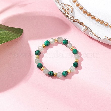 Натуральный зеленый авантюрин растягивающиеся кольца RJEW-JR00867-03-1