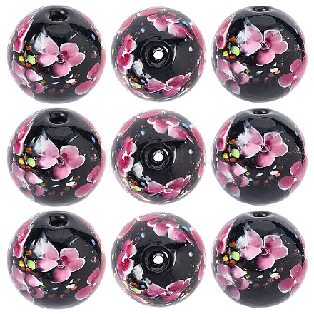 10 шт. бусины-лэмпворк ручной работы с внутренним цветком LAMP-PA0001-02B-1