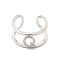 Clear Cubic Zirconia Initial Letter Open Cuff Ring, Platinum Brass Double Line Ring for Women, Lead Free & Cadmium Free, Letter.Q, US Size 6(16.5mm)