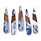 Transparent Resin & Walnut Wood Pendants, Teardrop Charms, Royal Blue, 44x7.5x3.5mm, Hole: 1.5mm