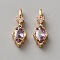 Brass Micro Pave Cubic Zirconia Pendants, Rhombus Charms, Orchid, 18.5x7x4.5mm, Hole: 3.5x1.5mm