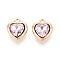 Alloy Rhinestone Charms, Heart, Golden, Light Rose, 13.5x12x5mm, Hole: 1.6mm