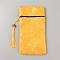 Ethnic Style Silk Sutra Book Zipper Pouch, Scripture Storage Tassel Bags, Rectangle, Gold, 20x11x0.7cm