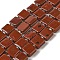 Natural Red Jasper Beads Strands, Square, with Seed Beads, 10~10.5x10~10.5x5~5.5mm, Hole: 1.6mm, about 32pcs/strand, 15.16~15.35 inch(38.5~39cm)