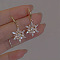Alloy Crystal Rhinestone Dangle Earrings, Snowflake, Golden, 25x15mm
