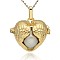 Golden Tone Brass Hollow Heart Cage Pendants, with No Hole Spray Painted Brass Ball Beads, Silver, 28x30x16mm, Hole: 3x8mm