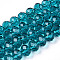 Glass Beads Strands, Faceted, Rondelle, Cadet Blue, 8x6mm, Hole: 1mm, about 60~62pcs/strand, 39~40cm