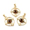 Opaque Resin Pendants, with Real 18K Gold Plated Tone Brass Findings, Ring with Eye Charm, Cadmium Free & Nickel Free & Lead Free, Coral, 33x26x7mm, Hole: 3x4.3mm