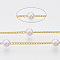 Handmade Brass Chains, with Round ABS Plastic Imitation Pearl Beads, Soldered, with Spool, Creamy White, Golden, 2x1.2x0.4mm, about 39.37 Feet(12m)/roll
