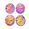 201 Stainless Steel Pendants, Oval, Rainbow Color, 35.5x30x2.5mm, Hole: 5x5.5mm