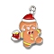 Alloy Enamel Pendants, Platinum, Christmas Series, Gingerbread Man, 26x21x1mm, Hole: 1.6mm