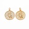 Brass Pendants, Nickel Free, Flat Round, Real 18K Gold Plated, 19x17x3mm, jump Ring: 5x1mm, Inner Diameter: 3.5mm