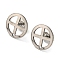 Non-Tarnish 201 Stainless Steel Stud Earring Findings, with 304 Stainless Steel Pin & Hole & Friction Ear Nuts, Flat Round with Cross, Stainless Steel Color, 13mm, Hole: 1.2mm, Pin: 0.8mm