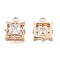 Brass Micro Pave Clear Cubic Zirconia Charms, Cadmium Free & Nickel Free & Lead Free, Square, Real 18K Gold Plated, 10x8x4.5mm, Hole: 1.2mm