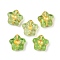 Electroplate and Golden Metal Enlaced Glass Beads, Flower, Yellow Green, 10.5x11x5mm, Hole: 1mm