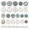 22Pcs 11 Styles Flat Round Alloy Enamel Coin Screwback Rivets, with Plastic Imitation Turquoise, for Clothes Bag Shoes Leather Craft, Antique Silver, 24~35.5x24~30x7~12.5mm, 2pcs/style