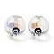 Transparent Glass Beads, with Enamel, Round with Evil Eye Pattern, Black, 10~10.5x9mm, Hole: 1.6mm