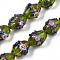 Handmade Gold Sand Lampwork Beads Strands, Ovald with Flower, Olive, 16~17x13~15x12~13mm, Hole: 1.4~1.8mm, about 30pcs/strand, 19.69 inch(50cm)