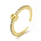 Clear Cubic Zirconia Initial Letter Open Cuff Ring, Real 18K Gold Plated Brass Jewelry for Women, Cadmium Free & Nickel Free & Lead Free, Letter.S, US Size 7 3/4(17.9mm)