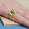 Frog Alloy Enamel Cuff Rings, Golden, Yellow Green, Inner Diameter: 16~19mm