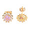 Cubic Zirconia Flower Stud Earrings, Golden Brass Jewelry for Women, Nickel Free, Pearl Pink, 11x11mm, Pin: 0.7mm
