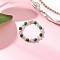 Natural Green Aventurine Beaded Stretch Rings, with Glass Seed Beads, Faceted Round, Inner Diameter: 20mm