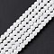 Faceted(32 Facets) Round Imitation Jade Glass Beads Strands, White, 4mm, Hole: 1mm, about 88~90pcs/strand, 28~30cm