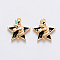 Brass Enamel Pendants, Nickel Free, Star with Unicorn, Real 18K Gold Plated, Black, 15.5x14x3.5mm, Hole: 1mm