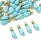 30Pcs ABS Plastic Imitation Pearl Pendants, Teardrop, with Alloy Micro Pave Crystal Rhinestone, Dark Turquoise, 21x8mm, Hole: 2.5mm