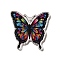 Printed Acrylic Pendants, Butterfly, Colorful, 39.5x39x2mm, Hole: 1.6mm