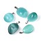 Cat Eye Pendants, Nuggets Charms, with 201 Stainless Steel Snap on Bails, Stainless Steel Color, Medium Turquoise, 24~37x15~24x7~20mm, Hole: 6x2.5mm