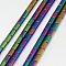 Electroplate Non-magnetic Synthetic Hematite Beads Strands, Column, Grade A, Rainbow Plated, 5x3mm, Hole: 1mm, about 80pcs/strand, 16 inch