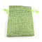 Polyester Imitation Burlap Packing Pouches Drawstring Bags, Yellow Green, 9x7cm