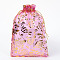 Rose Printed Organza Bags, Gift Bags, Rectangle, Orchid, 18x13cm