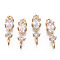 Brass Micro Pave Cubic Zirconia Links Connectors, Long-Lasting Plated, Light Gold, Teardrop, Clear, 17x5x3.5mm, Hole: 1.5mm