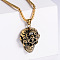Punk Style 316L Surgical Stainless Steel Pendant Necklace for Men, Skull Head, Golden, 23.62 inch(60cm)