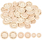 Wood Buttons, 2-Hole, Flat Round, Beige, 15~25x3.5~5mm, Hole: 2~3mm
