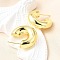 Rack Plating Brass C-shape Stud Earrings, Half Hoop Earrings for Women, Cadmium Free & Lead Free, Real 18K Gold Plated, 25.5x7.5mm, Pin: 0.8mm