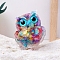 Resin Owl Display Decoration, with Shell Chips inside Statues for Home Office Decorations, Colorful, 50x60mm