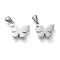 304 Stainless Steel Pendants, with Rhinestone, Manual Polishing, Butterfly, Stainless Steel Color, 16.5x15.5x3.5~4mm, Hole: 3x6mm