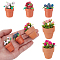 5Pcs 5 Styles Resin with PVC Display Decorations, Rose Pot, Dollhouse Micro Landscape Decoration Accessories, Mixed Color, 21~30x34.5~45mm, 1pc/style