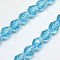 Glass Beads Strands, Faceted, Drop, Deep Sky Blue, 12x8mm, Hole: 1mm, about 56~58pcs/strand, 25~27 inch