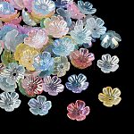 Акриловый шарик крышки, цветок, разноцветные, 10.5x10.5x4 мм, отверстие : 1.6 мм, Около 3846 шт / 500 г