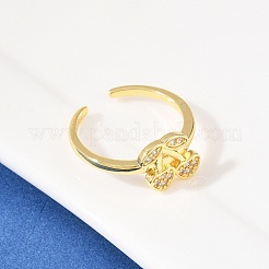 Манжеты из латуни с микро паве кубический цирконий для женщин&nbsp;RJEW-B153-03G